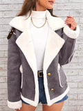 Women's Winter Trendy Contrast Color Patchwork Lapel Single Breasted Coats