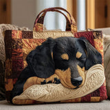 Quilted Rottweiler Dog Canvas Tote Bag