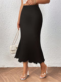 Women's Summer Solid Color Fishtail Midi Length Skirts