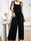 Female Summer Linen Cotton Strappy Wide Leg Jumpsuits