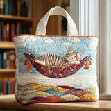 Cute Cat Nap Quilted Tote Bag for Women