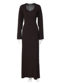 Ladies Elegant U-neck Flare Sleeve Strapped Dresses