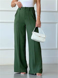 ‌Women's High-Waisted Folds Loose Fit Drape Casual Wide Leg Pants