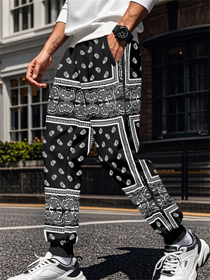Casual Mens' Print Elastic Waist Drawstring Jogger Pants