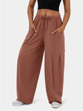 Women's Casual High-Rise Drawstring Oversized Pants