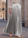 Women's Solid Color High Waist Big Hem Pleated A-Line Skirts
