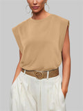 Female Casual Oversized Round Neck Sleeveless Shirt