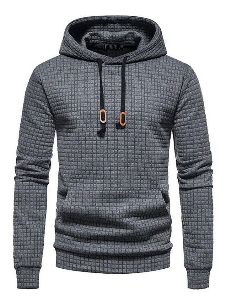 ‌Men's Fashion Grid Pattern Casual Hoodie Tops