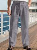 Men's Summer Lightweight Casual Striped Linen Pants