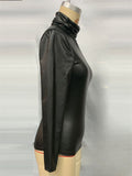 Women's Trendy All Black High Neck Long Sleeve Undershirt