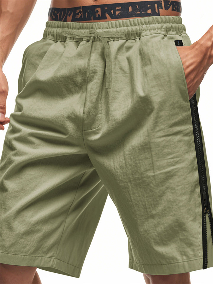 Men's Casual Side Zip Drawstring Beach Shorts