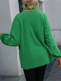 Women's Autumn Comfy Contrast Color Lapel Button Up Pullover Sweatshirts
