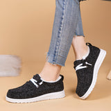 Plush Lined Low-top Canvas Loafers for Women