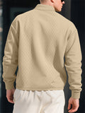 Men's American Style Solid Color Texture Jacquard Lapel Long Sleeve Sweatshirts