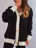 Women's Contrast Color Loose Single Breasted Cardigan Sweaters