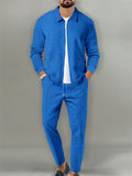Men's Holiday Lapel Zip Long Sleeve Relaxed Jacket + Casual Pants