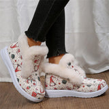 Winter Warm Plush Christmas Shoes Ankle Snow Boots for Women