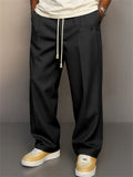 Men's Casual Urban Style Solid Color Comfy Drawstring Straight Pants