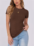 Women's Slim Fit Solid Color Round Neck T-Shirt
