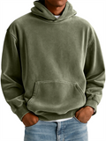 Men's Winter Thicken Solid Color Kangaroo Pocket Hooded Sweatshirts