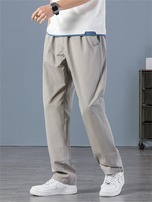 Simple Loose Men's Large Size Elastic Waist Cargo Pants