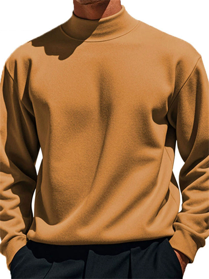 Men's Autumn Solid Color Semi High Neck Long-sleeve Undershirts