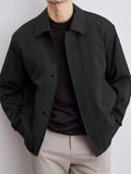 Korean Style Men's Long Sleeve Waist Length Solid Color Lapel Jacket