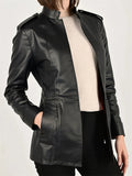 Women's Vintage Black Faux Leather Open Cardigan Jackets