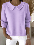 Women's Autumn Comfy Solid Color Peter Pan Collar Long Sleeve Shirts