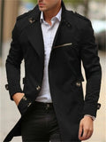 Men's Autumn Solid Color Cotton Lapel Single Breasted Coats