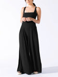 Elegant Square Neck Sleeveless Wide Leg Jumpsuit for Women