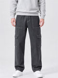 Mens Contrast Stitch Baggy Wide Leg Cargo Pants with Pockets