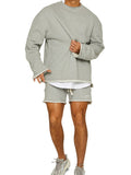 Men's Autumn Pullover Loose Sweatshirt + Running Sports Shorts Sets