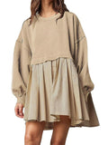 Female Casual Sweatshirt Patchwork Pleated Dress