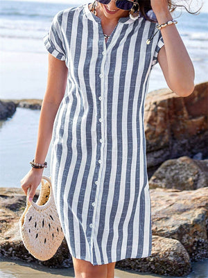 Women's Casual Summer Holiday Style Striped Short Sleeve Blouses