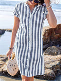 Women's Casual Summer Holiday Style Striped Short Sleeve Blouses