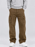 Men Vintage Straight Leg Multi Pocket Cargo Denim Pants