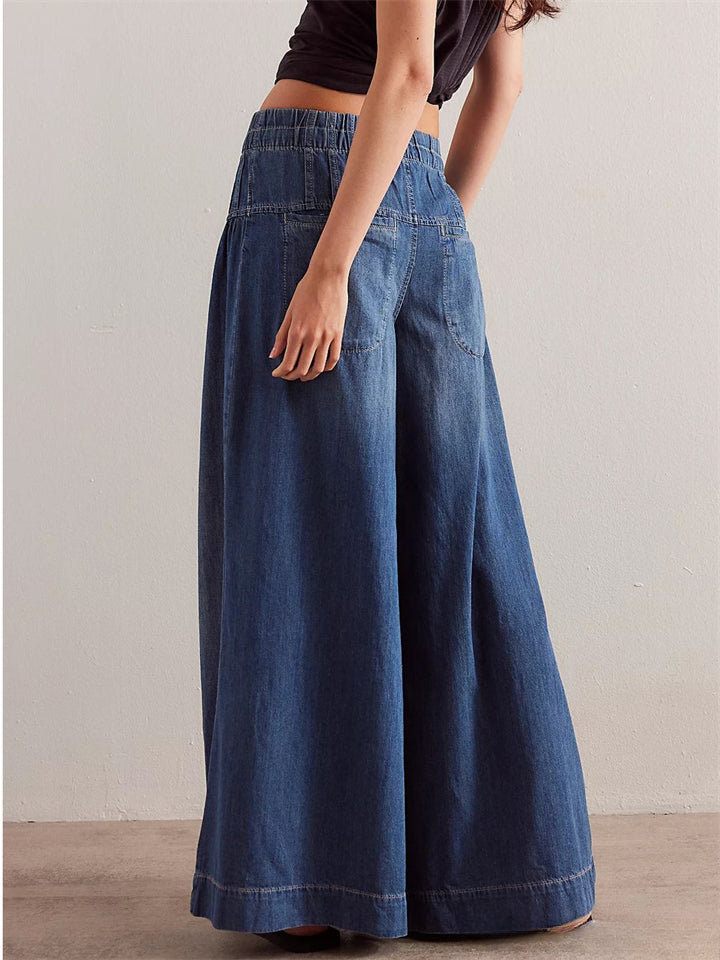 Women's Mid-Rise Wide Leg Denim Pants