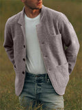 Popular Relaxed Men's Plain Long Sleeve Button Coats