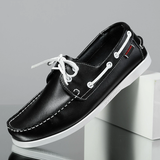 Male's Trendy Faux Leather Contrast Color Lace Up Flats Boat Shoes