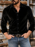 Men Casual Drape Button Down Long Sleeve Collared Shirt