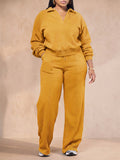 Women 2 Piece Casual Polo Wide Leg Lounge Set Sweatsuit