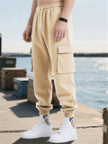 Male's Casual High Street Style Solid Color Pockets Cargo Jogger Trousers