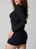 Women's Coquette Lace Square Neck Long Sleeve Romper Jumpsuit