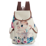 Lovely Cartoon Kitty Lightweight Canvas Schoolbag for Girls