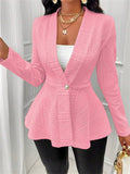 Autumn Women's Slim Fit Blazer with Cable Knit Pattern OneButton Closure