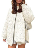 Women's Autumn Solid Color Round Neck Loose Quilted Coats
