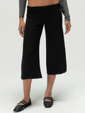 Women's Summer High Waist Fold Over Wide Leg Cropped Gaucho Pants