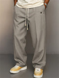 Men's Casual Urban Style Solid Color Comfy Drawstring Straight Pants