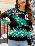 Women's Casual Christmas Elements Jacquard Contrast Color Pullover Sweaters